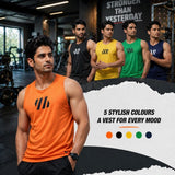PSC Men’s Gym Vest Pack of 5 – Stylish, Breathable, Stretchable & Comfortable Sleeveless Sports Vest for Workout, Running, Training & Daily Wear.