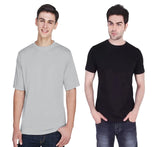 Men's Solid Round Neck Polycotto Multicolor T-Shirt (Pack of 2).